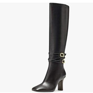 Black Knee High Long Boots Closed Toe Chunky Heel Side Zipper Winter Shoes
